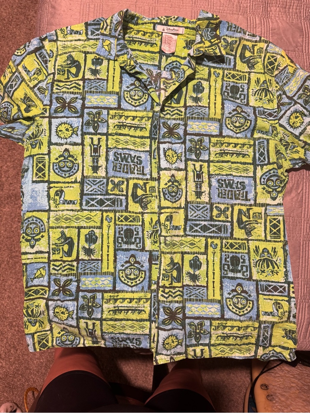 Disney’s Trader Sam’s Button-Up Shirt in Green and Teal